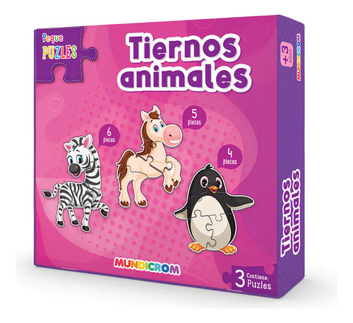 Puzle Tiernos Animales 3 Figuras, Peque Puzle, Para 3 Años