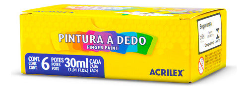 Tempera Pintura A Dedo 6 Colores - 30ml Cada Color - Acrilex Blanco
