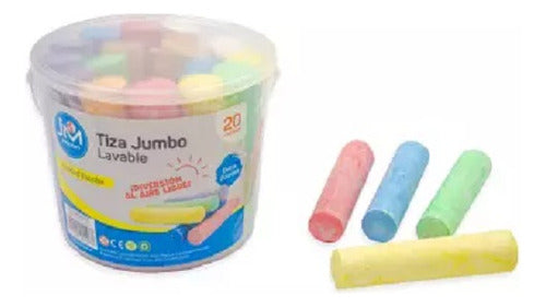 Balde Tiza Jumbo 7 Colores - 20 Unidades- Tizas Grandes