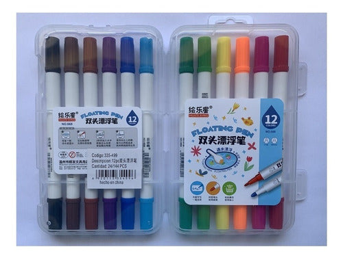 Set Plumon Pizarra 12 Colores Punta Fina