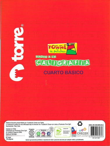 Caligrafia, Torre De Palabras 4° Basico, Horizontal - Torre