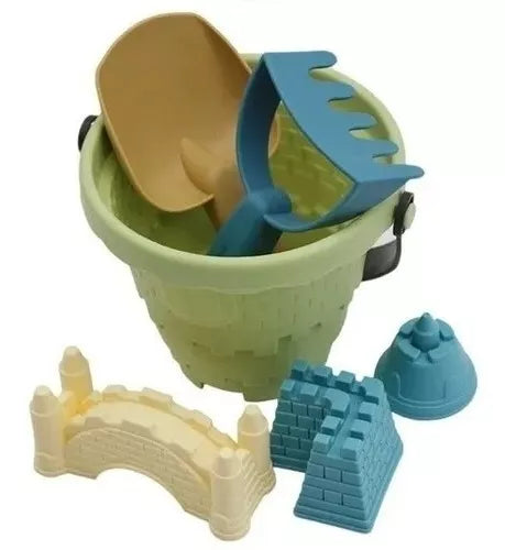 Set Balde Y Moldes Playa - 6 Piezas Para Arena Niños Verano