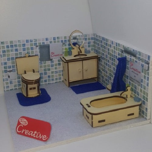 Muebles De Maqueta Sala De Baño Armable 4 Piezas