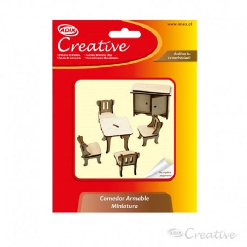 Muebles De Maqueta Comedor Y Arrimo Armable 6 Piezas
