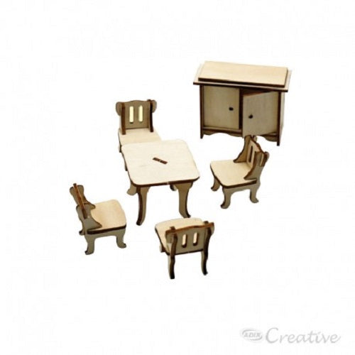 Muebles De Maqueta Comedor Y Arrimo Armable 6 Piezas