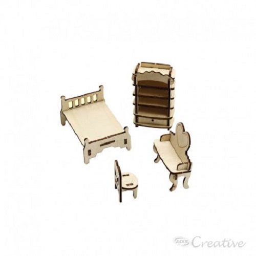 Muebles De Maqueta Dormitorio Armable 4 Piezas