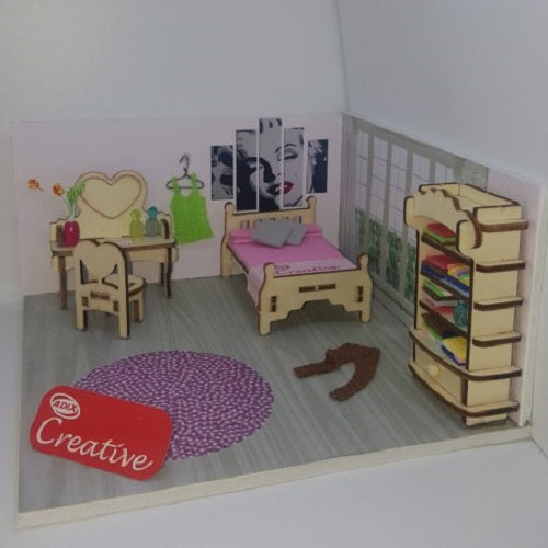 Muebles De Maqueta Dormitorio Armable 4 Piezas