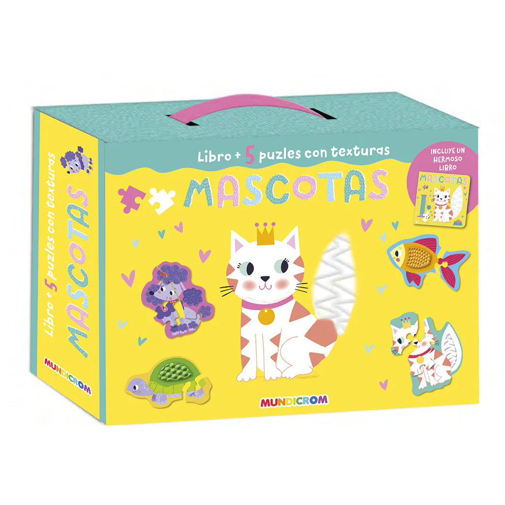 Libro Mascotas + 5 Puzles Con Textura - Mundicrom