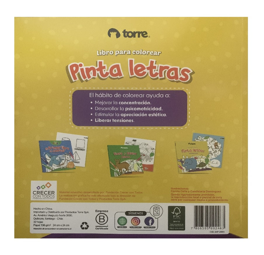 Pinta Letras - Libro Para Colorear - Torre