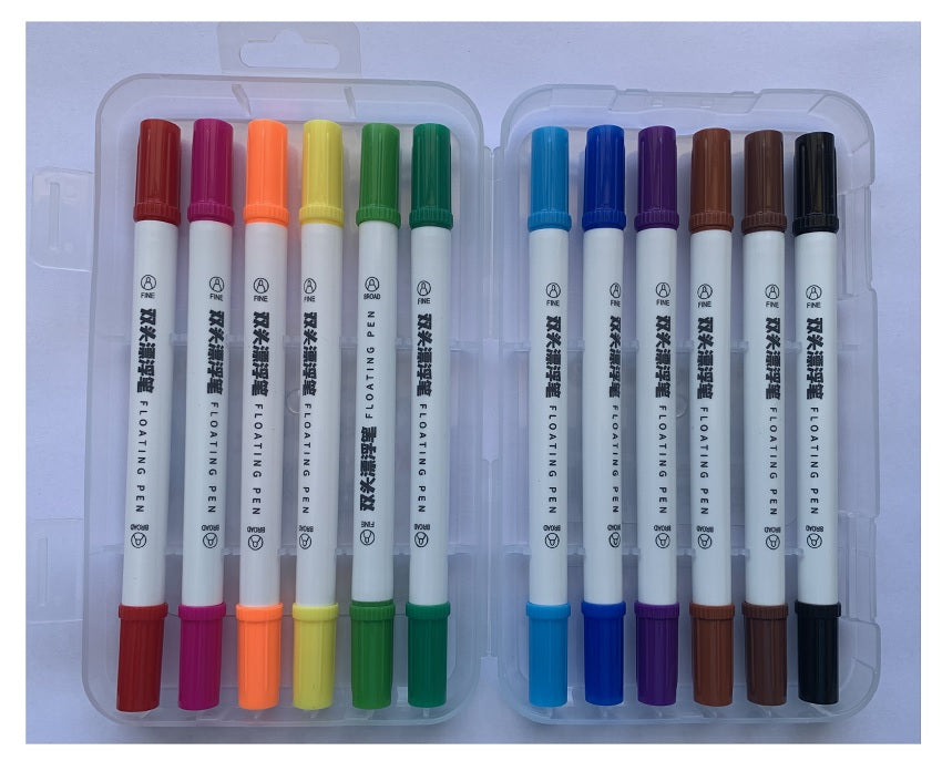 Set Plumon Pizarra 12 Colores Doble Punta