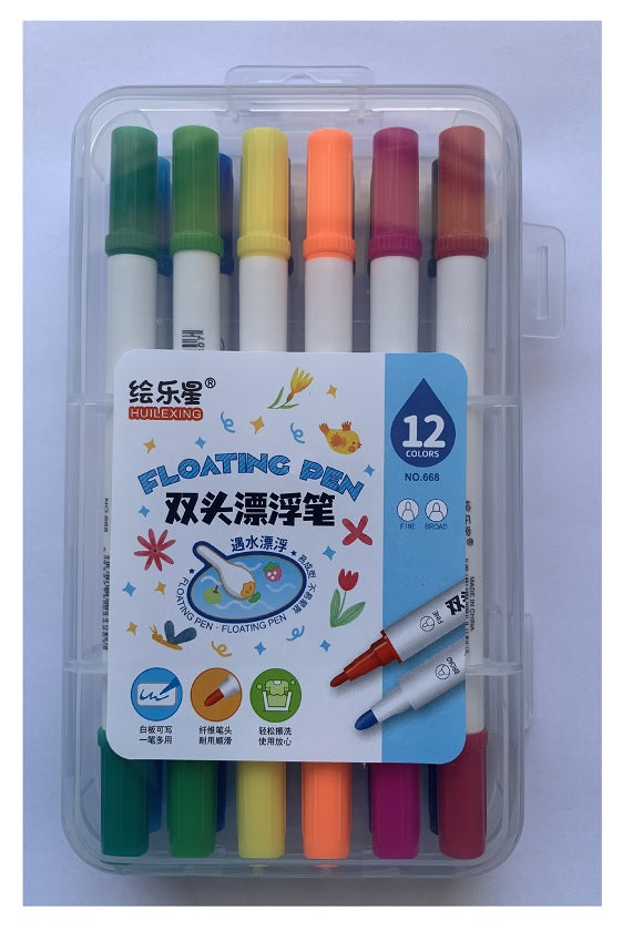 Set Plumon Pizarra 12 Colores Doble Punta