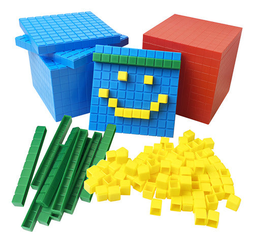 Bloques Base 10, Base 1000 Método Singapur, 121 Piezas. Colores