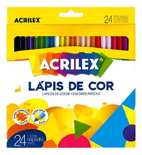 Acrilex Lapices De Colores - 24 Colores - Super Mina 3mm