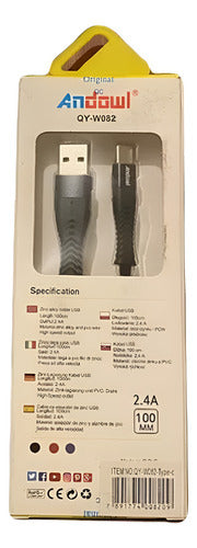 Cable De Calidad Usb C Compatible Samsung Xiaomi Reforzado Negro/plateado