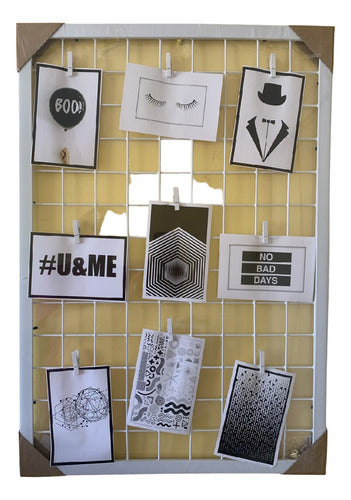 Marco Rejilla Malla Metálico Para Fotos 48x68cm Con Perritos Negro Rejilla