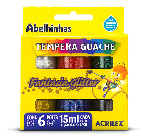 Tempera Glitter 6 Colores - 15ml Cada Color - Acrilex