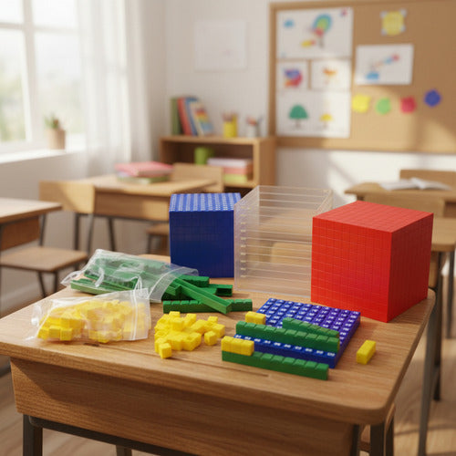 Bloques Base 10, Base 1000 Método Singapur, 132 Piezas. Colores