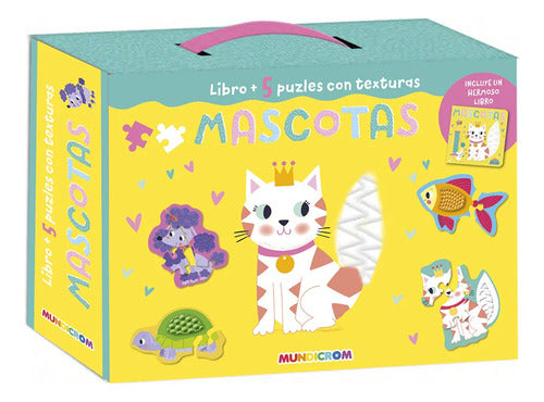 Libro Mascotas + 5 Puzles Con Textura - Mundicrom