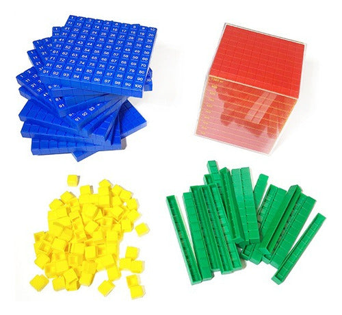 Bloques Base 10, Base 1000 Método Singapur, 132 Piezas. Color Colores