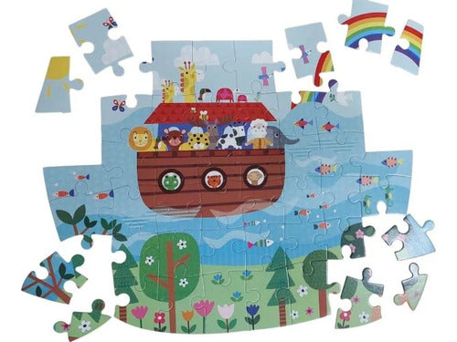 El Arca De Noe Cuento + Rompecabezas De Piso 46 Piezas