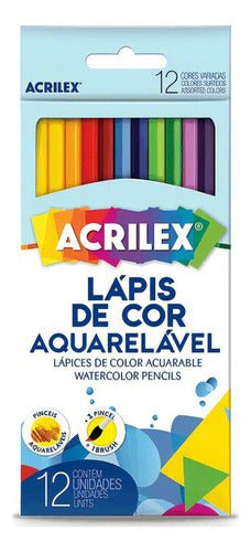 Lápiz De Acuarela De 12 Colores Y Pincel Acrilex