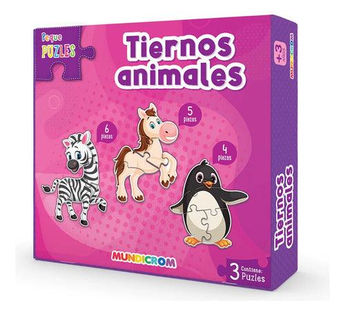 Puzle Tiernos Animales 3 Figuras, Peque Puzle, Para 3 Años