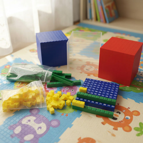 Bloques Base 10, Base 1000 Método Singapur, 132 Piezas. Colores