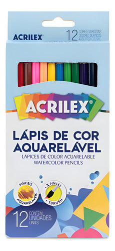 Acrilex Lapices De Colores Acuarelables 12 Colores + Pincel