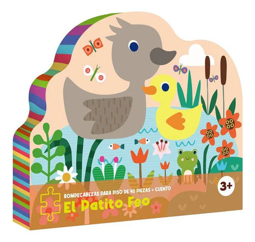 El Patito Feo Cuento + Rompecabezas De Piso 40 Piezas