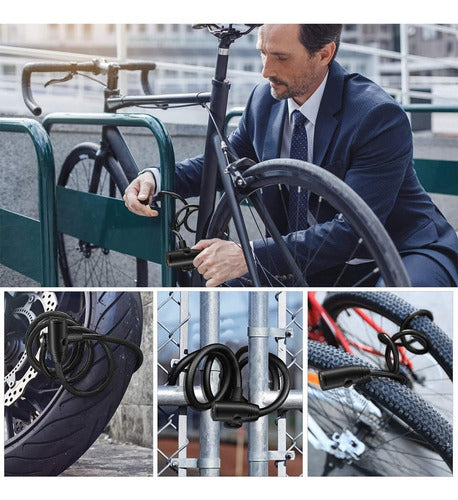 Candado De Bicicleta Moto Candado Traba Cadena Multiuso Color Negro
