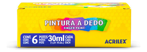 Tempera Pintura A Dedo 6 Colores - 30ml Cada Color - Acrilex Blanco