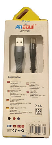 Cable De Calidad Usb C Compatible Samsung Xiaomi Reforzado Negro/plateado