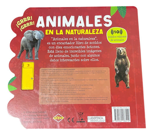 Animales En La Naturaleza: 10 Sonidos Ruidosos De Animales, De Lexus. N/a, Vol. 1. Editorial Lexus Editores, Tapa Dura En Español, 2024