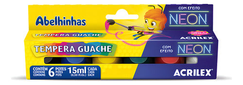 Tempera Neon Fluoresce 6 Colores - 15ml Cada Color - Acrilex