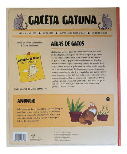 Libro Atlas De Gatos, De Helena Harastova, Vol. 1. Editorial Lexus Editores, Tapa Dura (2023)