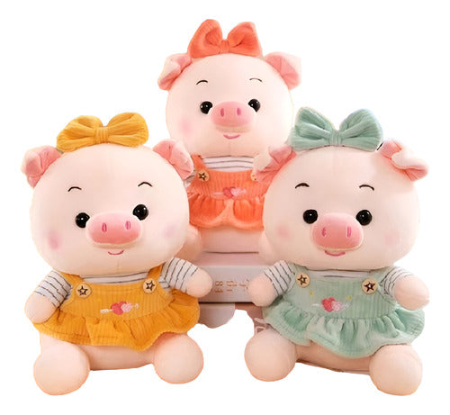 Peluche Cerdito Con Vestido Kawaii De Felpa Suave 20cm Verioscolores