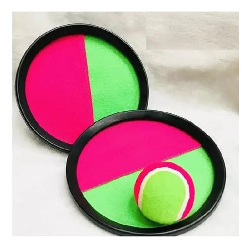 Paletas De Mano Playa Con Pelota Y Velcro - Adhesivas Rosa Verde