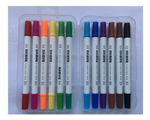 Set Plumon Pizarra 12 Colores Punta Fina
