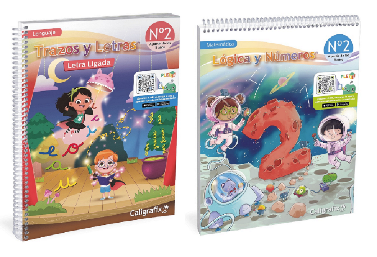 Pack Trazos y Letras N°2 - Lógica y Números N°2 Kinder Edición Actualizada Caligrafix