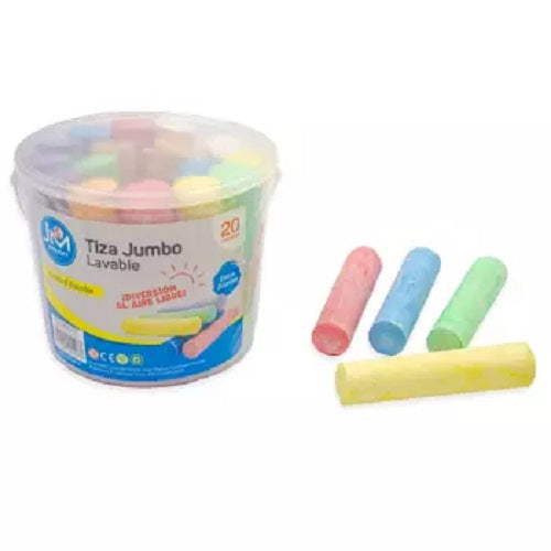 Balde Tiza Jumbo 7 Colores - 20 Unidades- Tizas Grandes