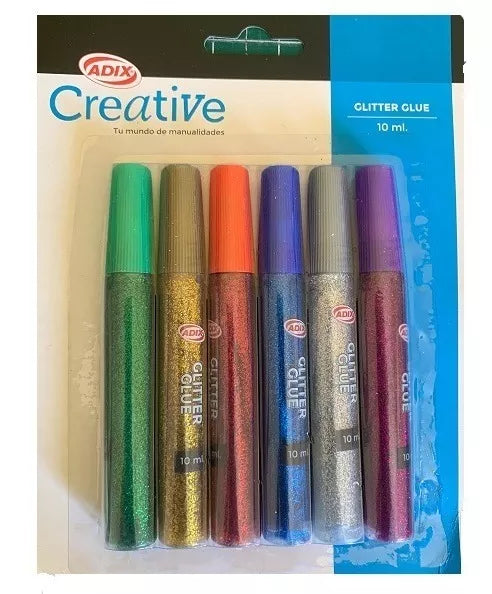 Glitter Glue 10ml. 6 Colores - Adix Creative