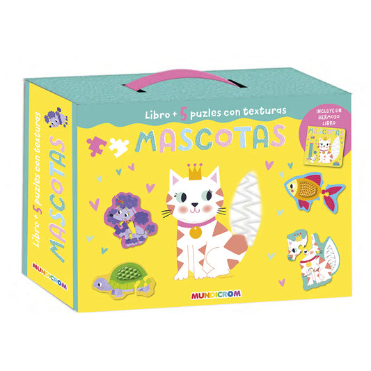 Libro Mascotas + 5 Puzles Con Textura - Mundicrom