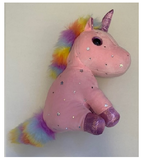 Peluche Unicornio Arcoiris Brillante Kawaii Rosado 23cm