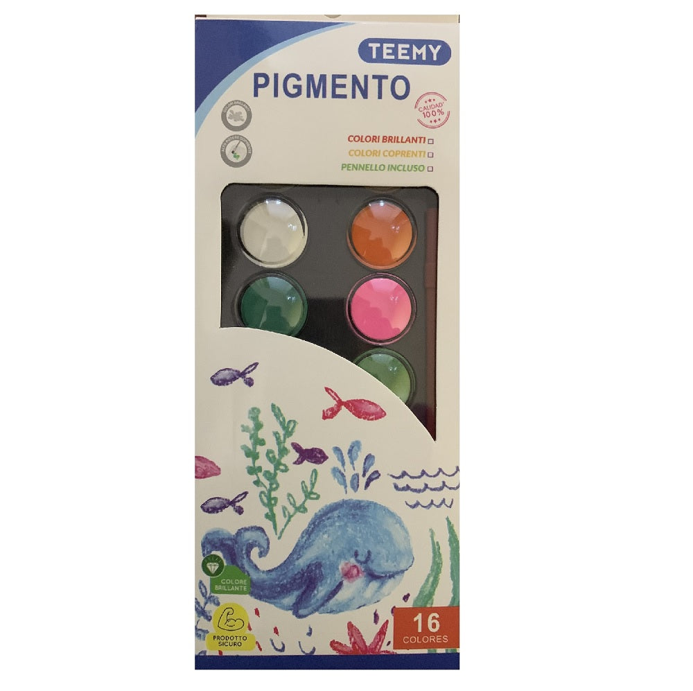 Acuarela Con Pincel 16 Colores